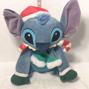 Disney Store Lilo & Stitch - 12" Christmas Stitch Plush Candy cane ~ Santa Hat